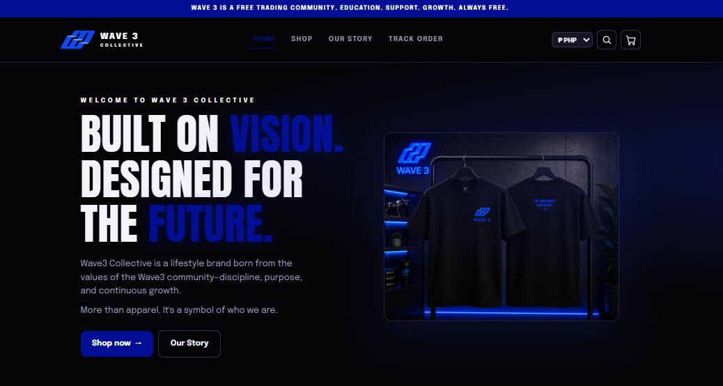 Wave3 homepage hero — Built on vision, designed for the future
